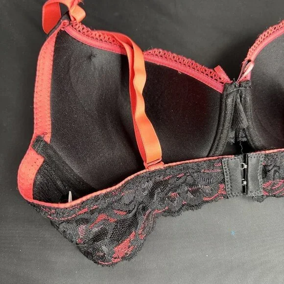 Angelina Black Pink Bra Silky Lace Detail Convertible Removable AdjustableStraps - Picture 7 of 10